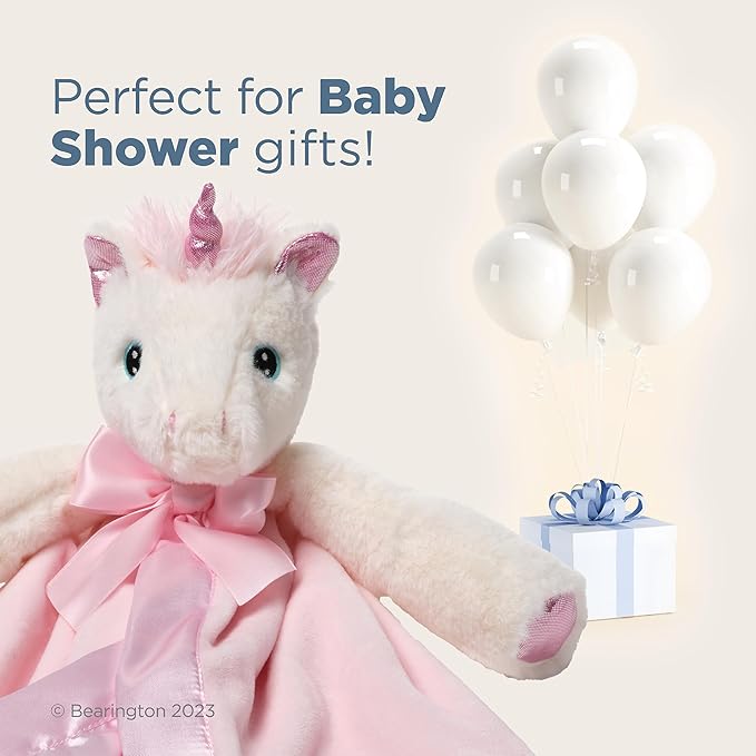 Bearington Baby Dreamer Snuggler, 15 Inch White and Pink Unicorn