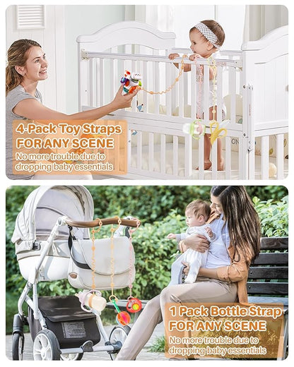 Toy Straps for Baby, 5pcs Adjustable Toy Holder for Stroller Accessories (5 Pack