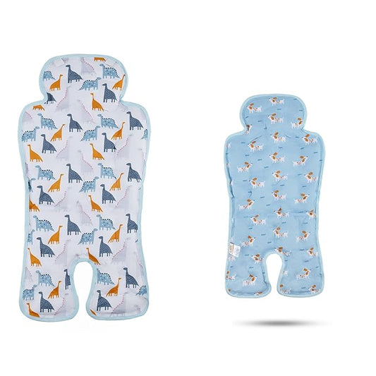 Gel Car Seat Cooler Pad,1 Pack Double Sides-Universal Baby Stroller Ice Cushion Cooler Mat,Summer cooling Seat Liner,Multifunctional Suitable for Baby Dining Chair,Child Safety Seat (Dinosaur+Dog)