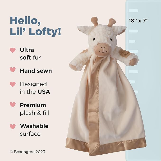 Bearington Lil' Lofty 18 Inch Giraffe Loveys for Babies - Security Blanket for Babies