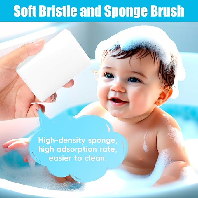 Cradle Cap Brush for Babies, 5Pcs Cradle Cap Treatment Set with Soft Bristle Brushes Silicone Scrubber Long Comb for Newborn Bathing Essentials Baby Brush and Comb Set (White)