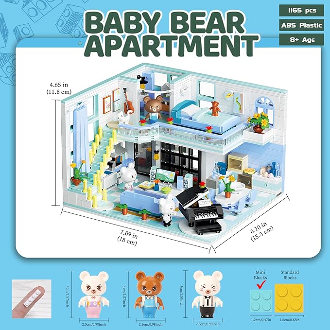 Friends House Building Block Set, Bear Room Small Brick Model 8+ 1165