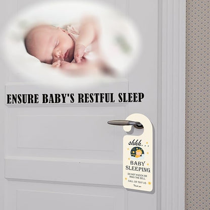 Baby Sleeping Sign for Front Door, 2pack Please Do not