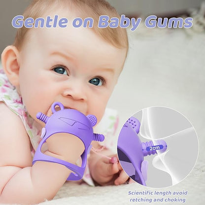 NCVI Baby Silicone Teether Hand Grip for 0-6 Months, Never Drop Baby Sucking Teething Relief Hand Held