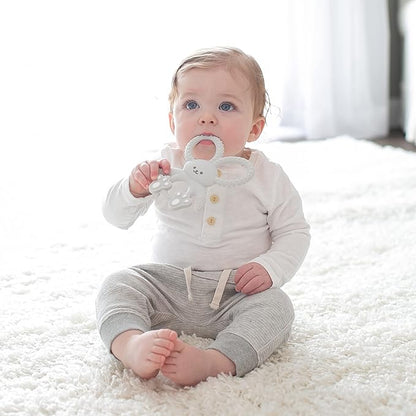Dr. Brown's Flexees Gray Bunny, Soft 100% Silicone Baby Teether 3m+