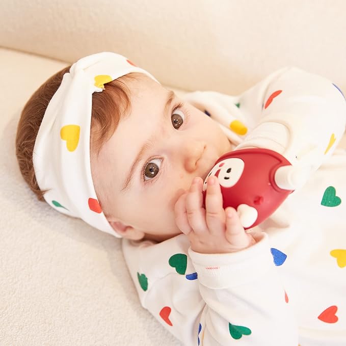 Baby Christmas Stocking Stuffers-Smily Mia Penguin Buddy and Reindeer 2 in 1 Christmas Gift/Toy Set for 0-12 Months Teething Babies, Teeting Mittens For Babies