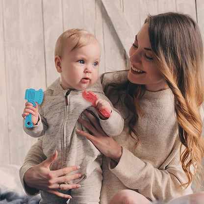 TYRY.HU Baby Teething Toys for Babies 0-6 Months 6-12 Months, BPA Free Silicone Baby Molar Teether Chew Toys 4 Packs