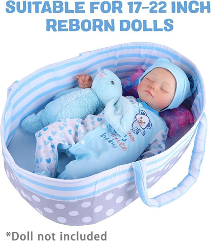 BABESIDE Reborn Baby Dolls Bassinet with Handle Foldable Baby Doll 17-22 inch