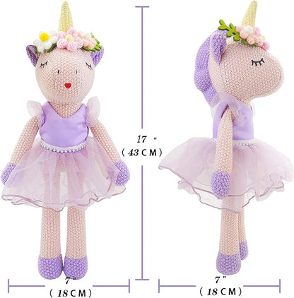 Unicorn Stuffed Animals Plush Ballerina Baby Doll, Unicorn Toys for Girls Age 4-6, Stuffed Animals for Girls 4 Year Old Girl Birthday Gifts Unicorn Decorations for Girls Toys 4-5(Pink)