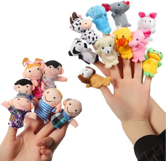 16pcs Finger Puppets Cartoon Animal Plush Finger Puppets Set Cute Dolls for Children, Story Time