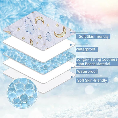 Gel Car Seat Cooler Pad Summer Universal Baby Stroller Ice Cushion Cooler Mat Cooling Seat Liner for Babies Multifunctional Baby Baby Cushion Chair (Moon)
