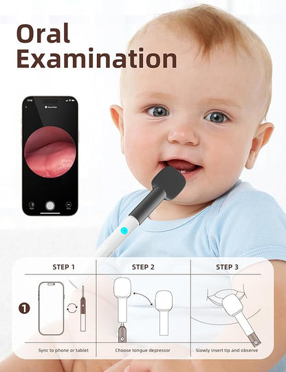 OTTOLIVES Baby Ear, Nose, Throat Examination Set with HD Camera, Home ENT Scope with 6LED Light, Ear Checker Tool, Baby Healthcare and Grooming Kit, Registry Essential Kit