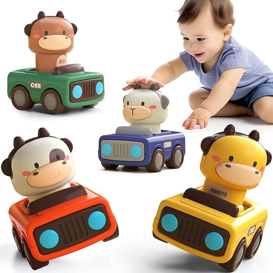 iPlay, iLearn Press and Go Car Toys for Toddlers 1-3 6-9-12-18 Months, 1st Birthday 1-2 Years