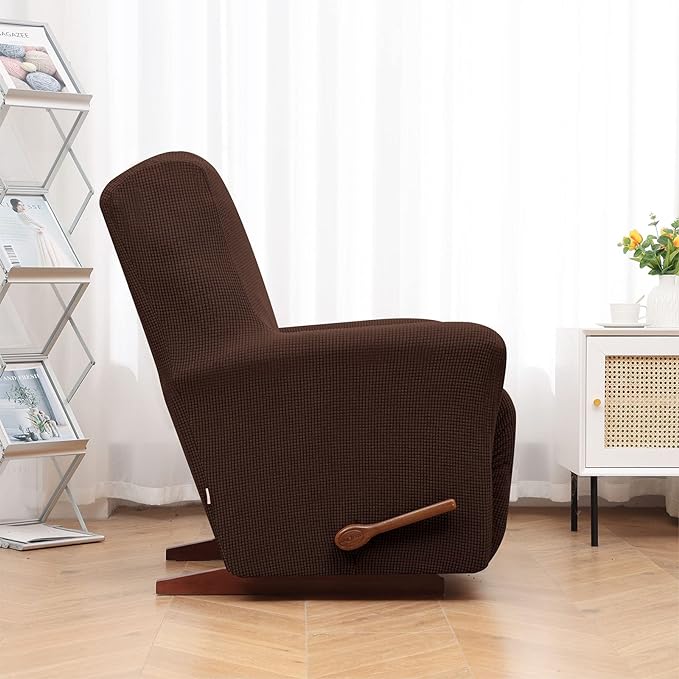 KEKUOU Recliner Chair Covers Lazy Boy Recliner Covers Stretch Couch Cover Slipcovers 1 Piece Furniture Protector with Elastic Bottom for Dog,Kids.(Recliner, Chocolate)