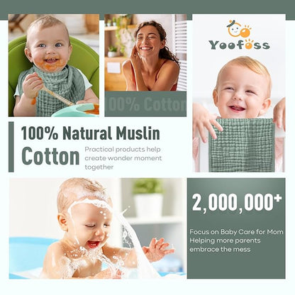 Yoofoss Muslin Burp Cloths for Baby 10 Pack 100% Cotton 20''X10'' Super