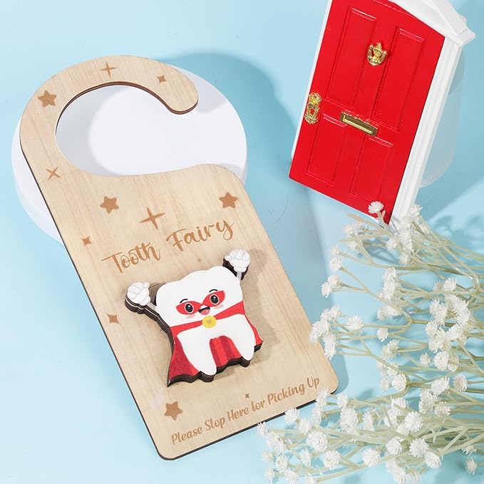 Tooth Door Hanger with Money Holder, Wooden Tooth Door Holder 3D Lost