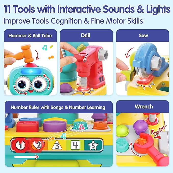 HOLA Toys for 1 Year Old Boy Toys - Robot 1 + 11-in-1 Tool 1 Year 12-18 Months