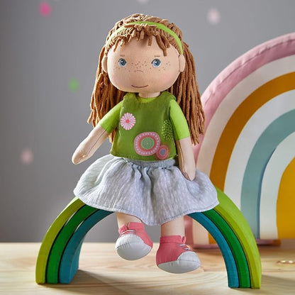 HABA Hedda - 12" Soft Doll with Brown Hair, Blue Eyes and Embroidered Face for Ages 18 Months and Up