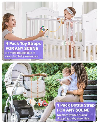 Toy Straps for Baby, 6pcs Adjustable Toy Holder for Stroller Accessories