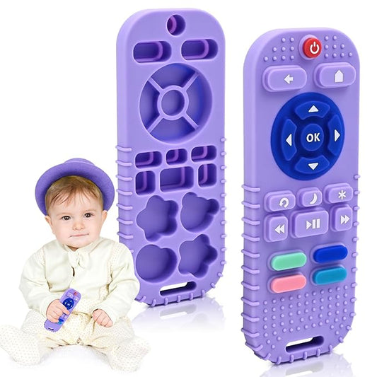 AiTuiTui Baby Teether for Teething Relief Baby Toys 3 6 9 12 Months, Silicone Baby Teether Toy for Babies Remote Control Newborn Infant Boy Girl Autism for Baby Gifts