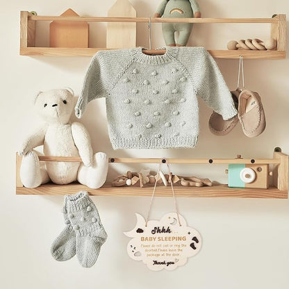 Baby Sleeping Door Sign, 8.27x6.3in Wooden Baby Sleeping Hanging Sign