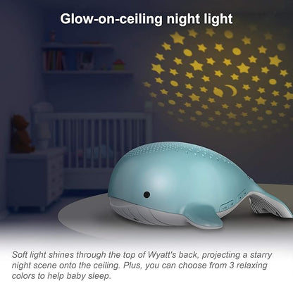 VTech Communications BC8312 Wyatt The Whale Storytelling Baby Sleep Soother with a White Noise Sound Machine Featuring; 10 Stories, 10 Ambient Sounds & 10 Calming Melodies with Glow-on-Ceiling