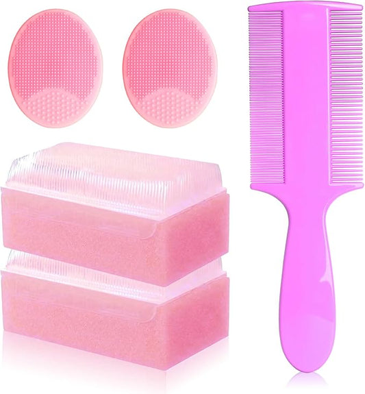 Cradle Cap Brush for Babies, 5Pcs Cradle Cap Treatment Set with Soft Bristle Brushes Silicone Scrubber Long Comb for Newborn Bathing Essentials Baby Brush and Comb Set (Pink)