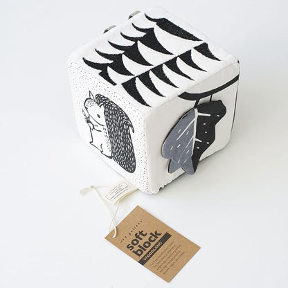 Wee Gallery Soft Block, Woodland - Sensory Stimulation Baby Toy 0-3-6-9-12-24 Months