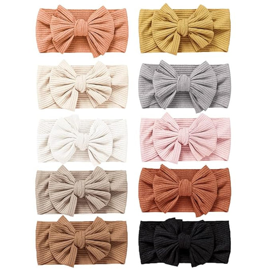 Niceye Pack of 10, Baby Girls Headbands with Bows Handmade