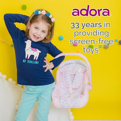 Adora Baby Doll Car Seat Carrier with Removable Seat Cover - Machine Washable, Fits Most Dolls & Plush Animals Up To 20” 2+ -
