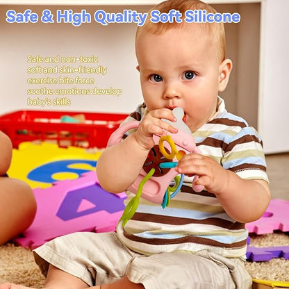 Montessori Toys for Baby，Food Grade Silicone Pull String and Pacifier