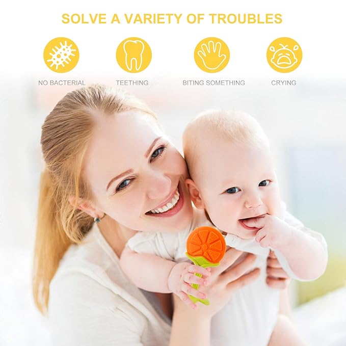 NASHRIO Baby Teething Toys Pack of 5 - Silicone BPA Free Natural Organic Freezer Safe Teethers for Newborn Infant, Soft & Textured