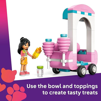 LEGO Friends Cotton Candy Stand and Scooter - Building Toy Pretend Play Set for Kids, Girls and Boys, Ages 6+ - with 2 Minidolls, Wheelable Food Cart and Accessories - Gift Idea for Birthday - 42643
