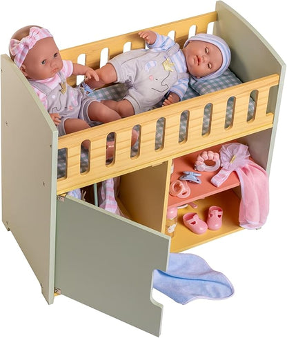 JC Toys Parfait Collection | Deluxe Wooden Doll Toy Bed with Storage Accessories 20" | 3+ |