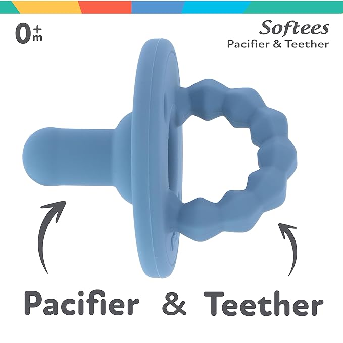 Nuby Silicone Softees Pacifier and Teethers - (5-Pack) Silicone Baby Pacifiers and Teethers 0+ Months