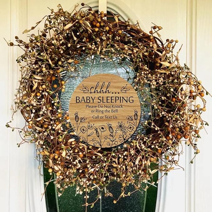 Shhh... Baby Sleeping Hanging Sign Plaque, Do Not Knock Or Ring The Bell
