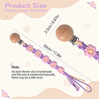 Pacifier Clip for Boys Girls Floral Daisy Macrame Paci Clip