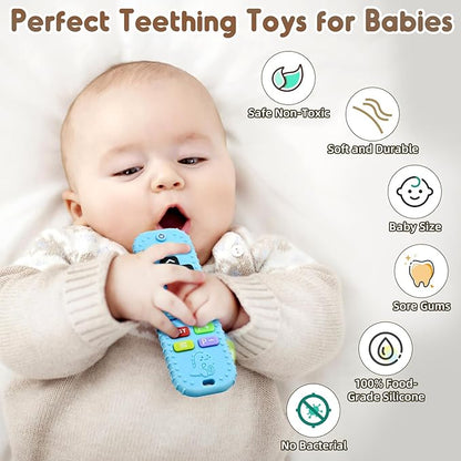 Teething Baby Toys 0-6 Months, Soft Silicone Remote Control Teethers Toys for Babies 6 to 12 Months