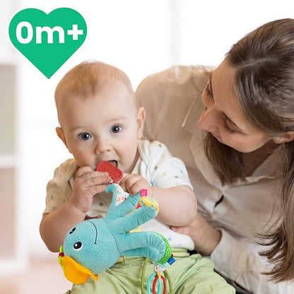 Infant Baby Musical Stuffed Animal Activity Soft Toys, Baby Teething Toys with Multi-Sensory Crinkle 0-3-6-12 Months