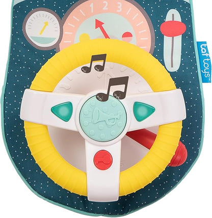 Baby Car Seat Toys for Infants with Mirror, Carseat Toys Steering Wheel with Music Lights & Driving Sounds Car Seat Toy for Babies 6 to 12 Months