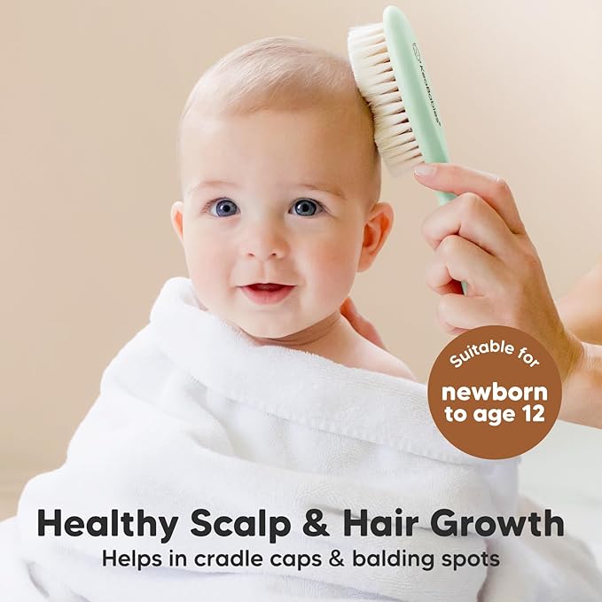 KeaBabies Baby Hair Brush - Soft Goat Bristles, Cradle Cap Brush