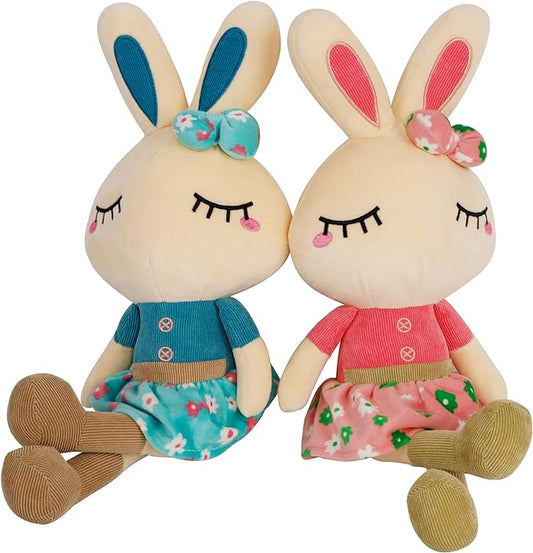 Set of 2 Easter Plush Bunny Rabbit, 18.3 in Doll Rabbit Stuffed Animal Huggable Rabbit Christmas Easter Girls' Gift Room Decorations