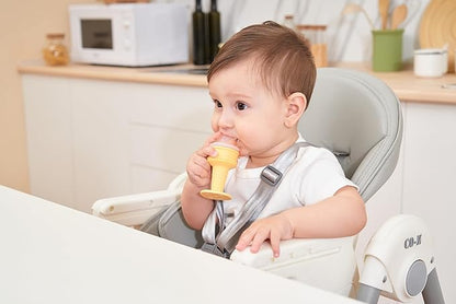 Smily Mia Baby Fruit Food Feeder & Freezer Teether Combo, Icy Bite Ice Cream Teether for Baby Cooling Relief 3 Month+,Purple