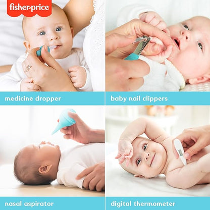Fisher-Price 6-Piece Baby Healthcare Kit, Newborn Essentials, Baby Gift Set, Includes Medicine Dispensers, Aspirator, Baby Nail Clippers, Baby Thermometer