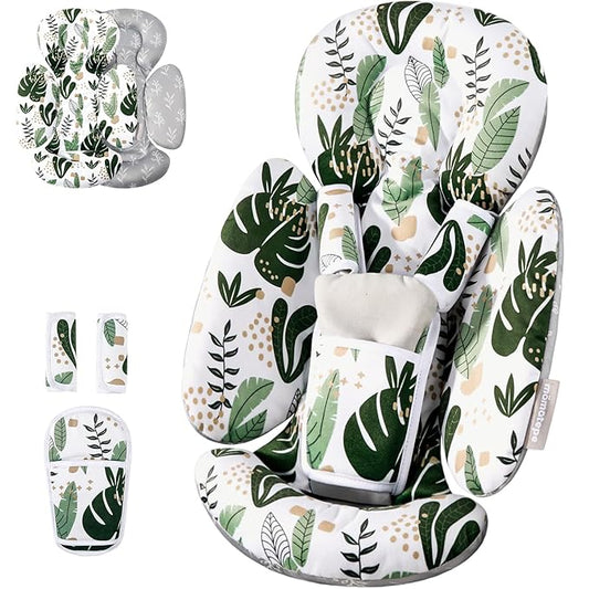 Mamatepe Infant Car Seat Insert, Baby Seat Head and Body Support for Newborn, Soft Breathable, Reversible Design, Fits for Stroller, Baby Swing, Rocker, Bassinets, Pushchair, Green
