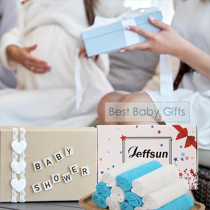 JEFFSUN Baby Washcloths 6 Pack, 10x10 inch Heavenly Soft Blue Wash Cloths for Face and Body