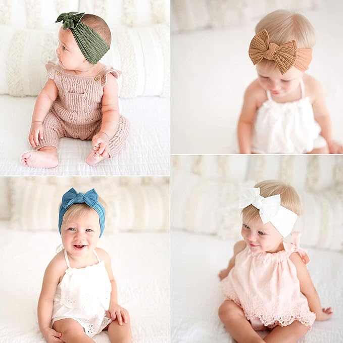 Niceye Pack of 10, Baby Girls Headbands with Bows Handmade