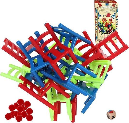 24 Piece Colorful Stacking Chair Set, Stacking Montessori Toys for Early Childhood Education