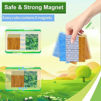 Magnetic Blocks-Build 110PCS Toys for Boys & Girls Age 6 7 8 9 10, Stacking Building Toys for Toddlers Fidget Cubes Sensory Toy for Kids(Jungle)