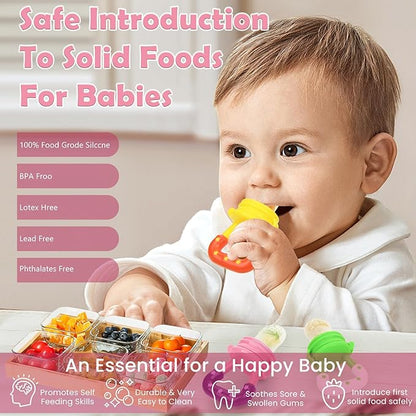WAJIAYON Baby Fruit Feeder/Food Feeder Pacifier (3 Pack)- Infant Teething Toys | Fruit Pacifier Feeder
